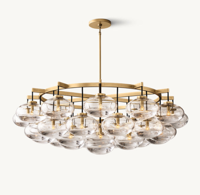 Sculptural Cabrette Clear Glass Round Chandelier