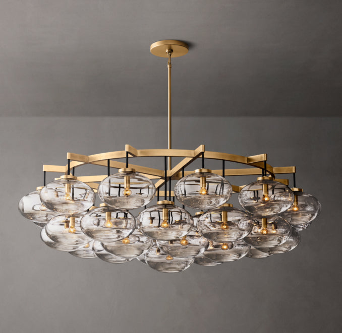 Sculptural Cabrette Clear Glass Round Chandelier