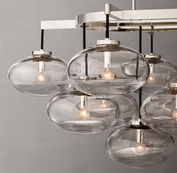 Sculptural Cabrette Clear Glass Linear Chandelier