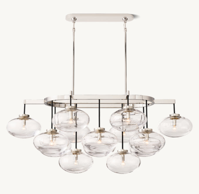 Sculptural Cabrette Clear Glass Linear Chandelier
