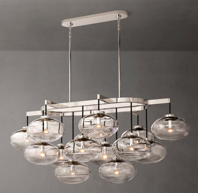 Sculptural Cabrette Clear Glass Linear Chandelier
