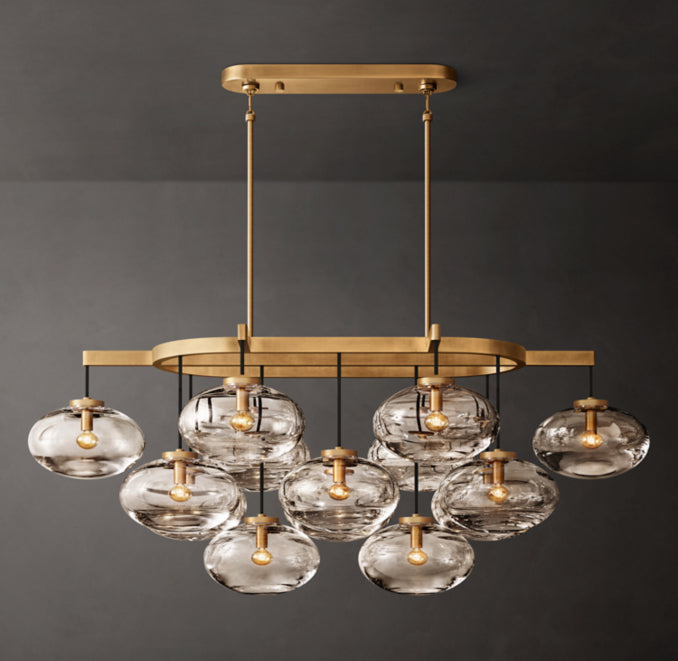 Sculptural Cabrette Clear Glass Linear Chandelier