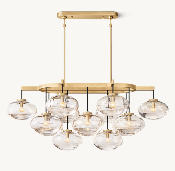 Sculptural Cabrette Clear Glass Linear Chandelier