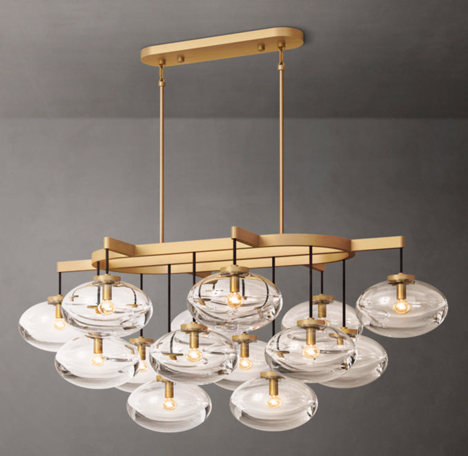 Sculptural Cabrette Clear Glass Linear Chandelier