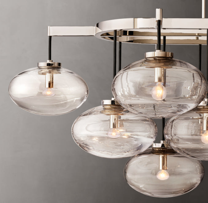 Sculptural Cabrette Clear Glass Linear Chandelier