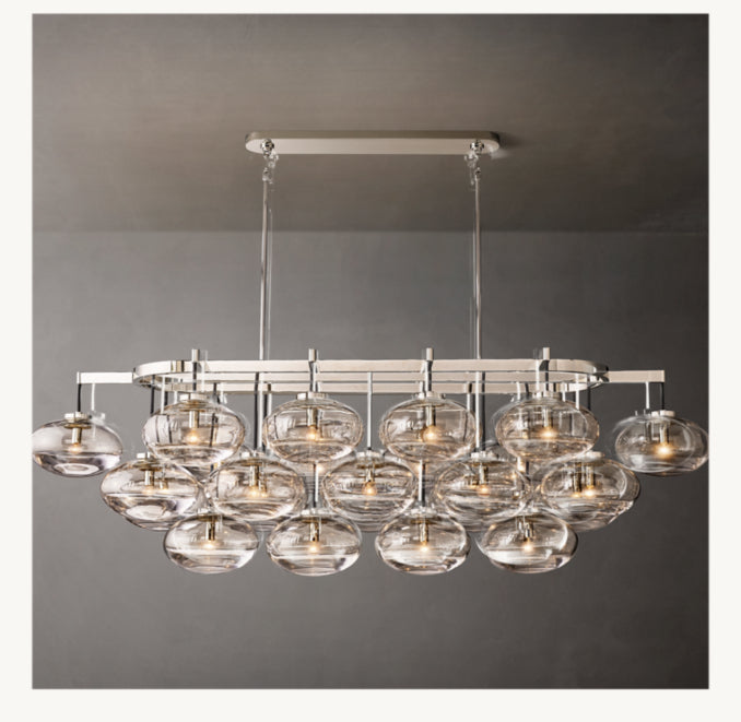 Sculptural Cabrette Clear Glass Linear Chandelier, alternate view