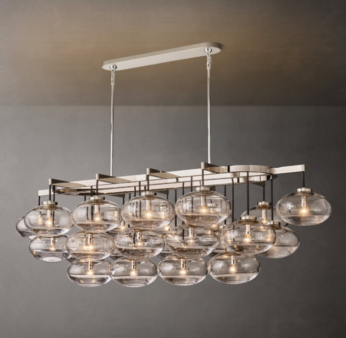 Sculptural Cabrette Clear Glass Linear Chandelier