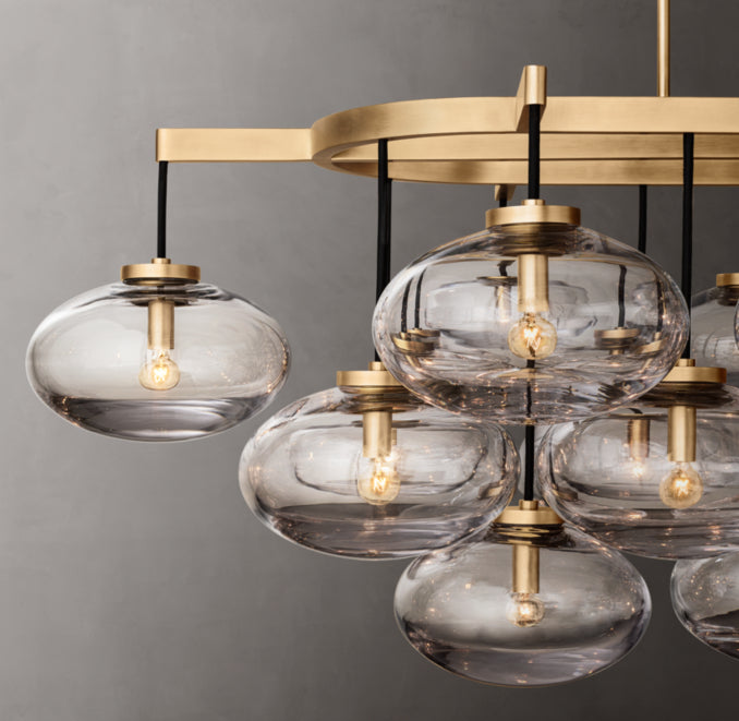 Sculptural Cabrette Clear Glass Linear Chandelier