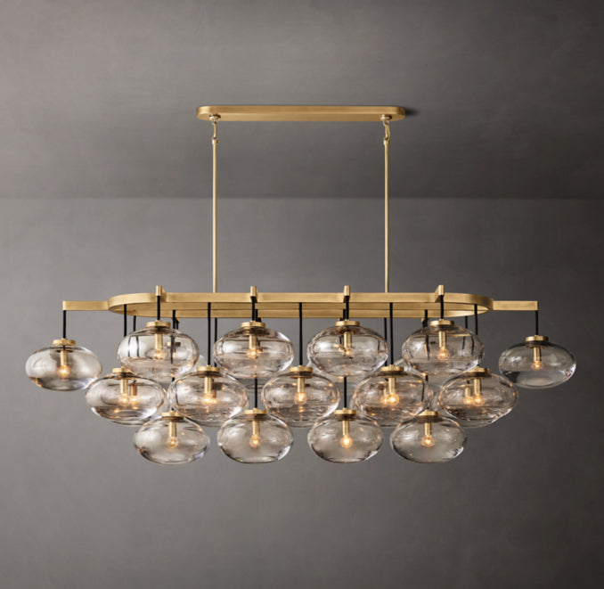 Sculptural Cabrette Clear Glass Linear Chandelier, alternate view