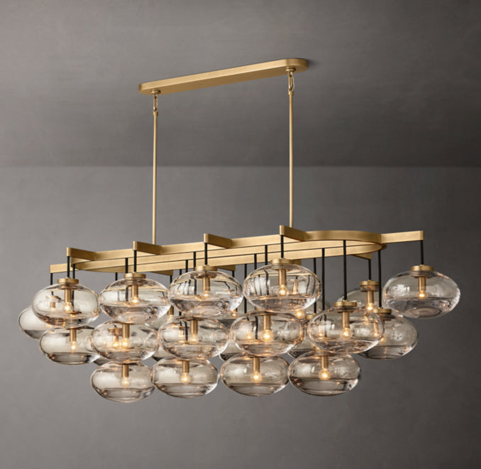 Sculptural Cabrette Clear Glass Linear Chandelier