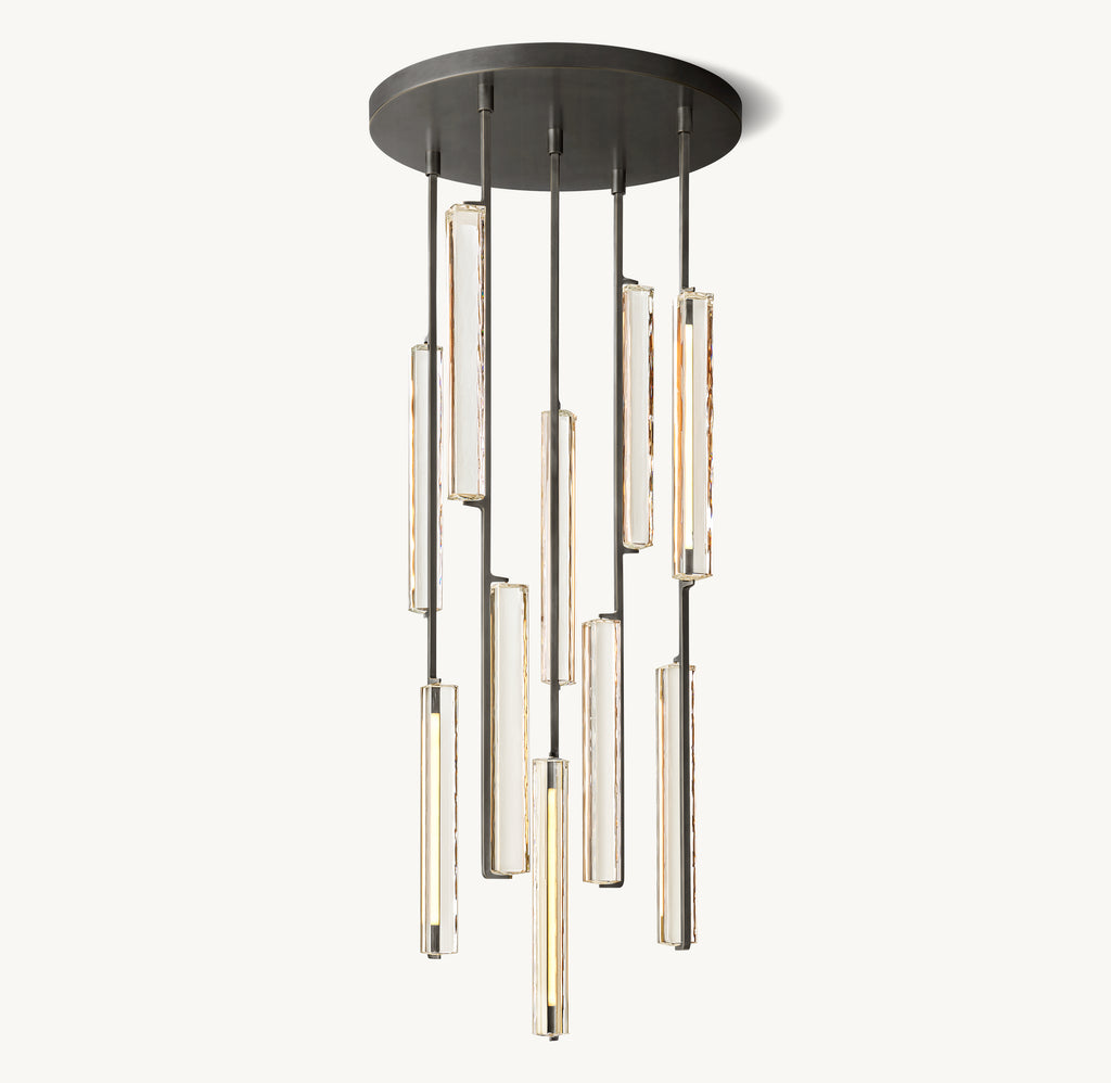 Sculptural Audubon Crystal Round Chandelier