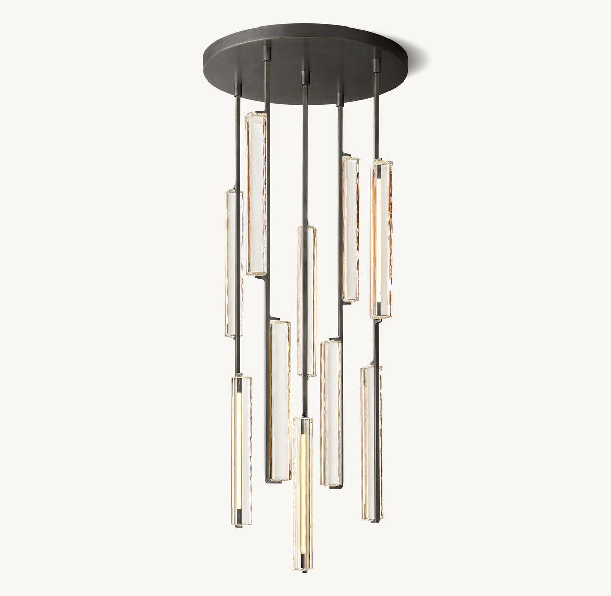 Sculptural Audubon Crystal Round Chandelier