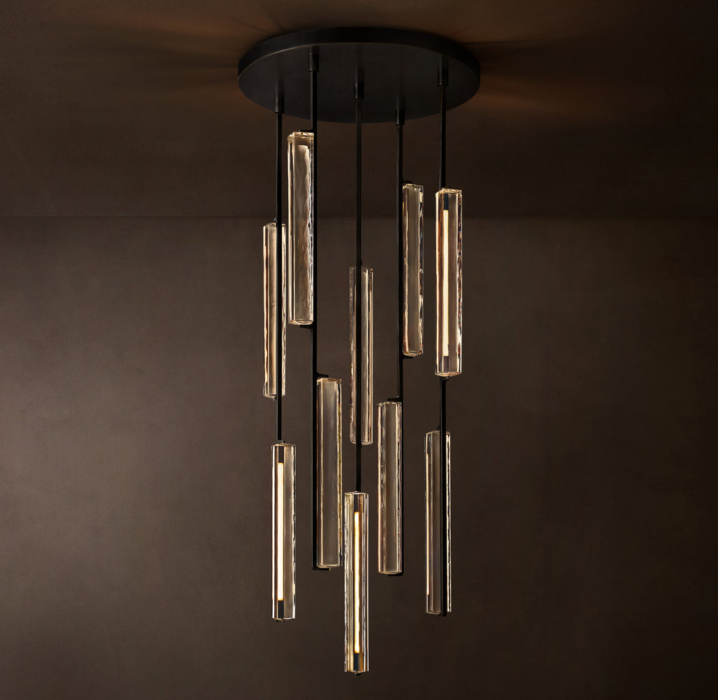 Sculptural Audubon Crystal Round Chandelier