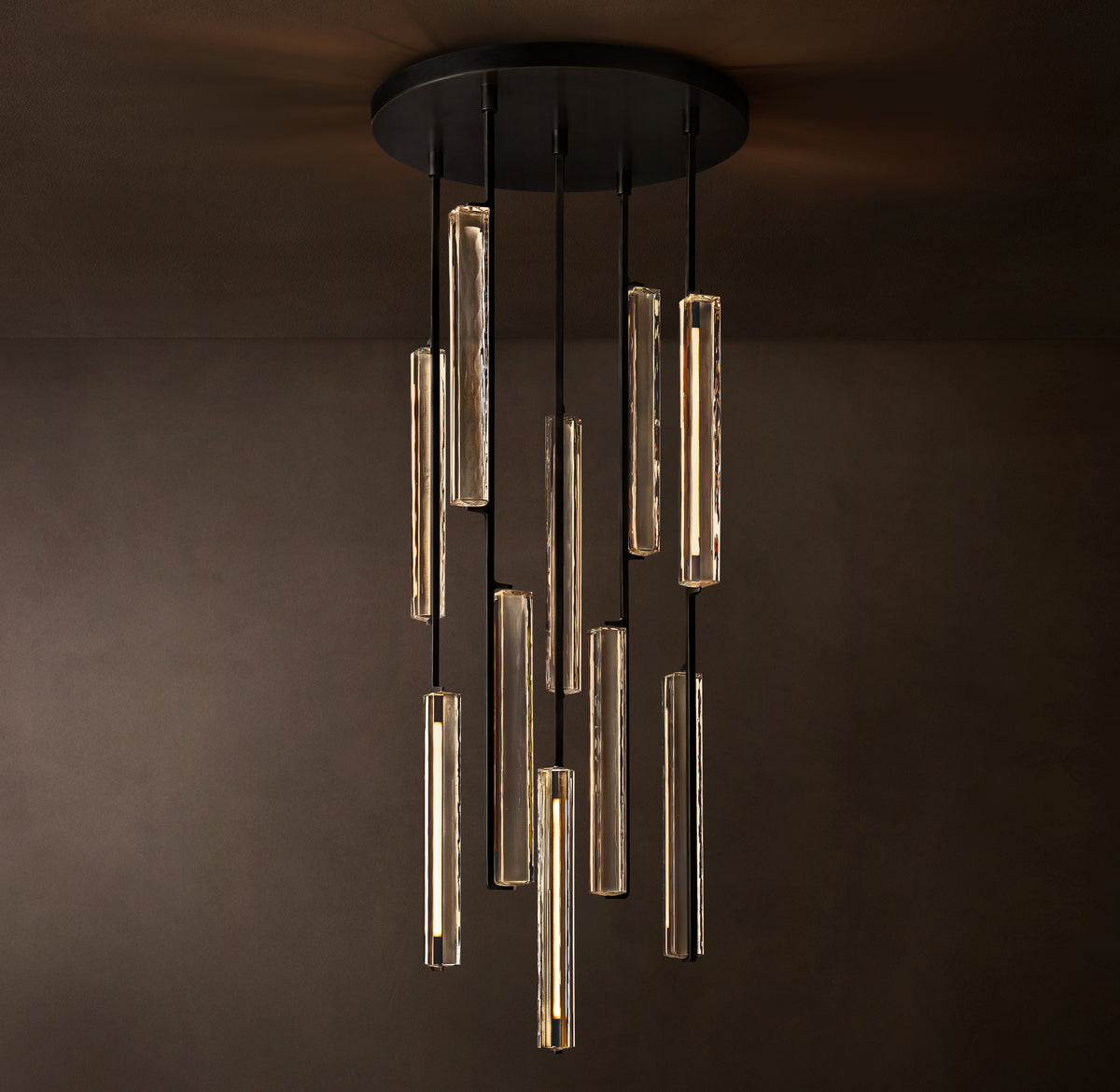 Sculptural Audubon Crystal Round Chandelier