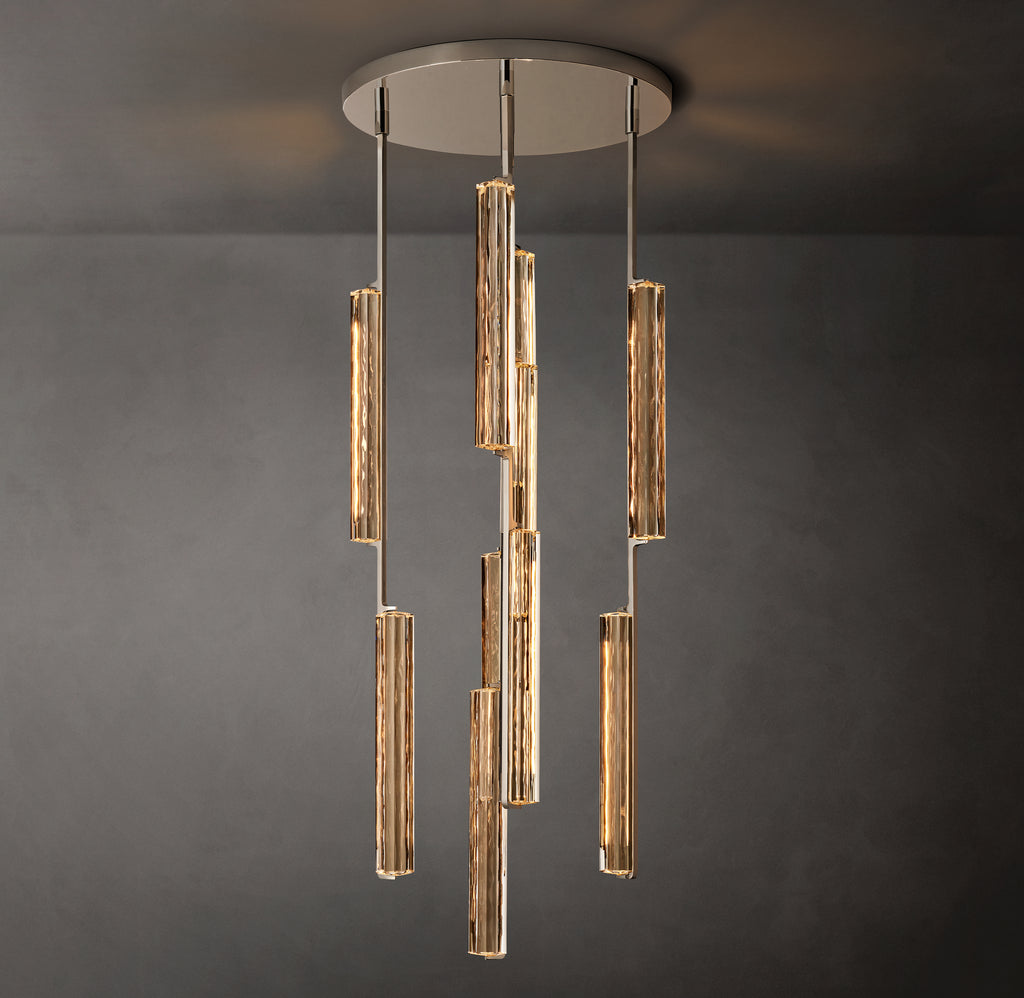 Sculptural Audubon Crystal Round Chandelier