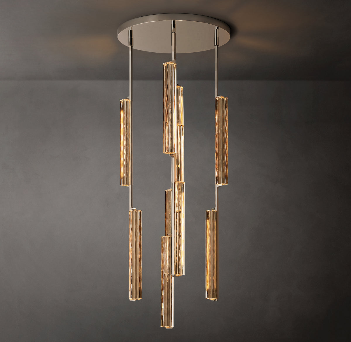 Sculptural Audubon Crystal Round Chandelier