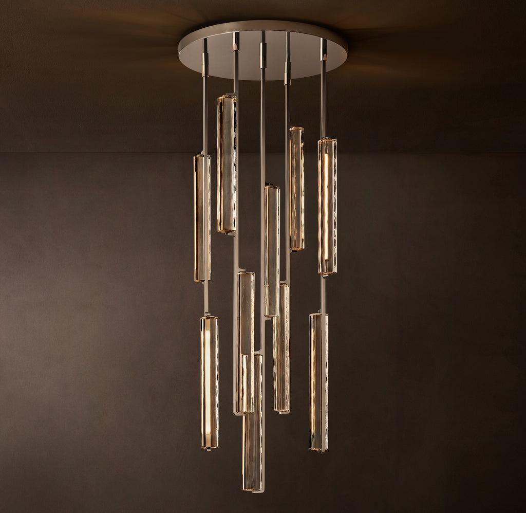 Sculptural Audubon Crystal Round Chandelier