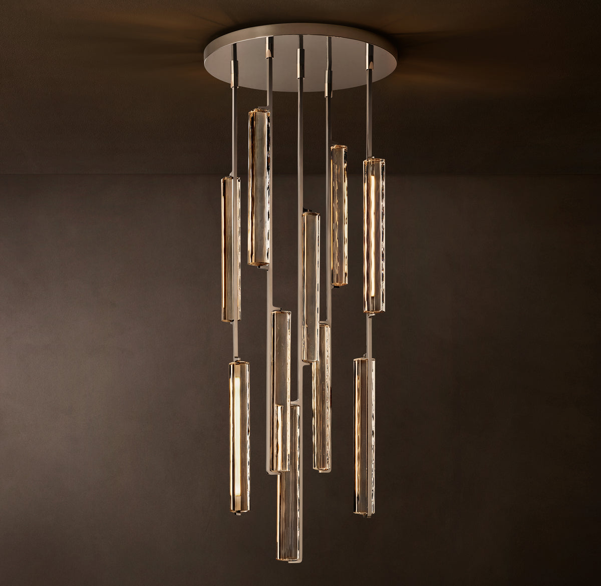 Sculptural Audubon Crystal Round Chandelier