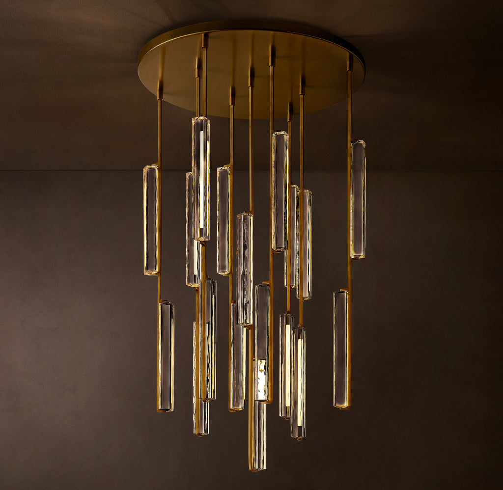 Sculptural Audubon Crystal Round Chandelier