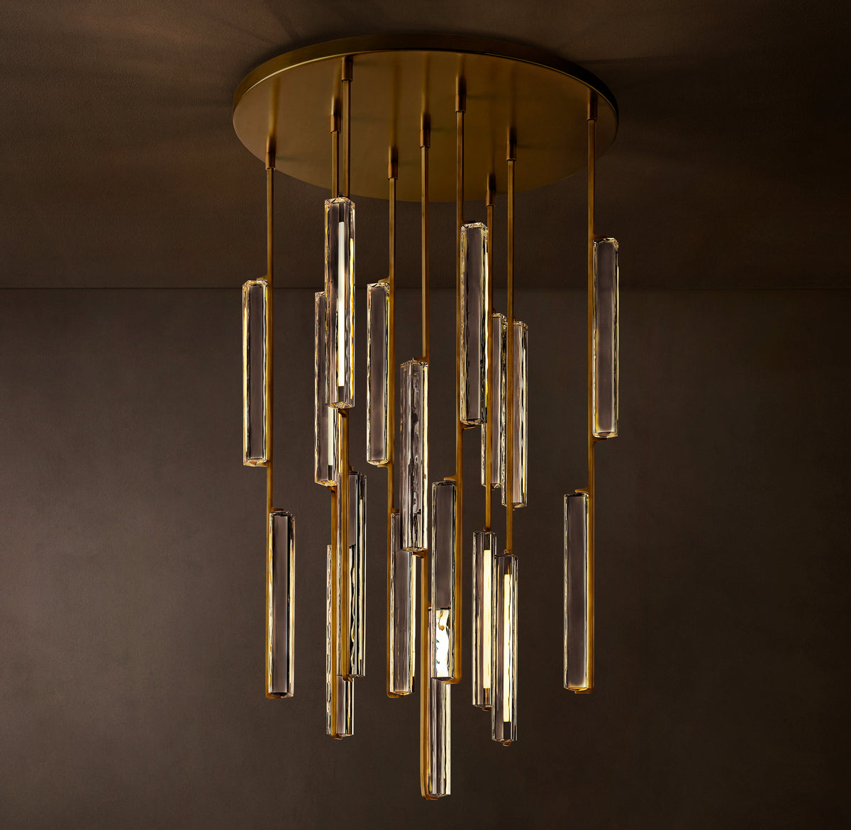 Sculptural Audubon Crystal Round Chandelier