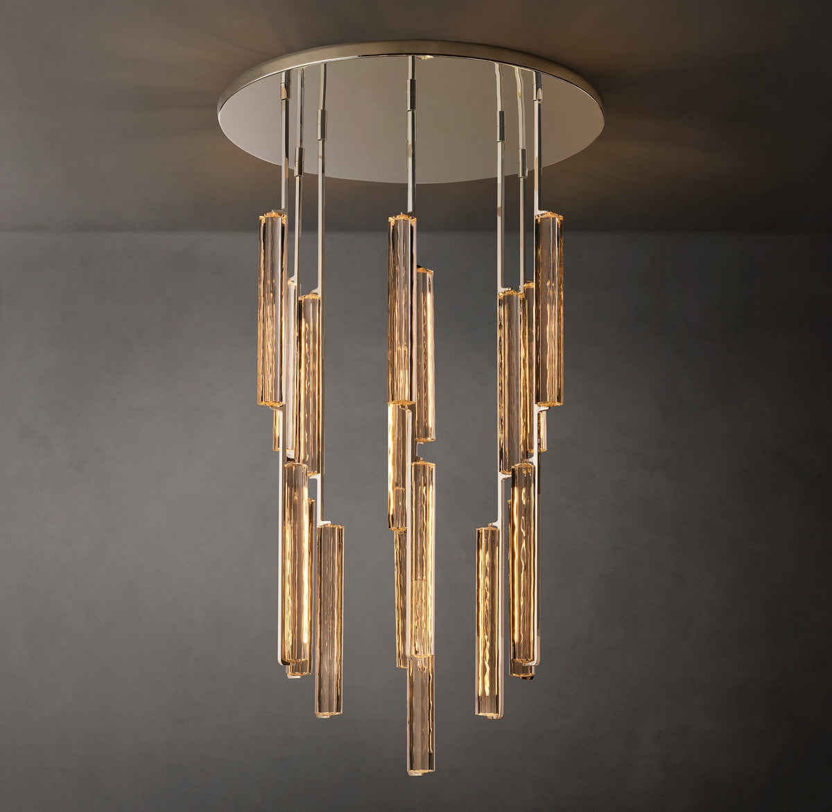 Sculptural Audubon Crystal Round Chandelier