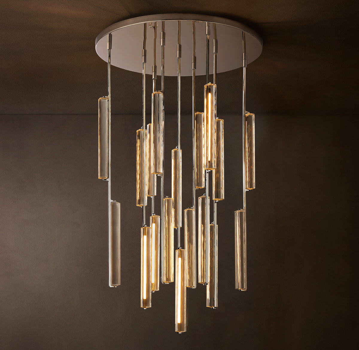 Sculptural Audubon Crystal Round Chandelier
