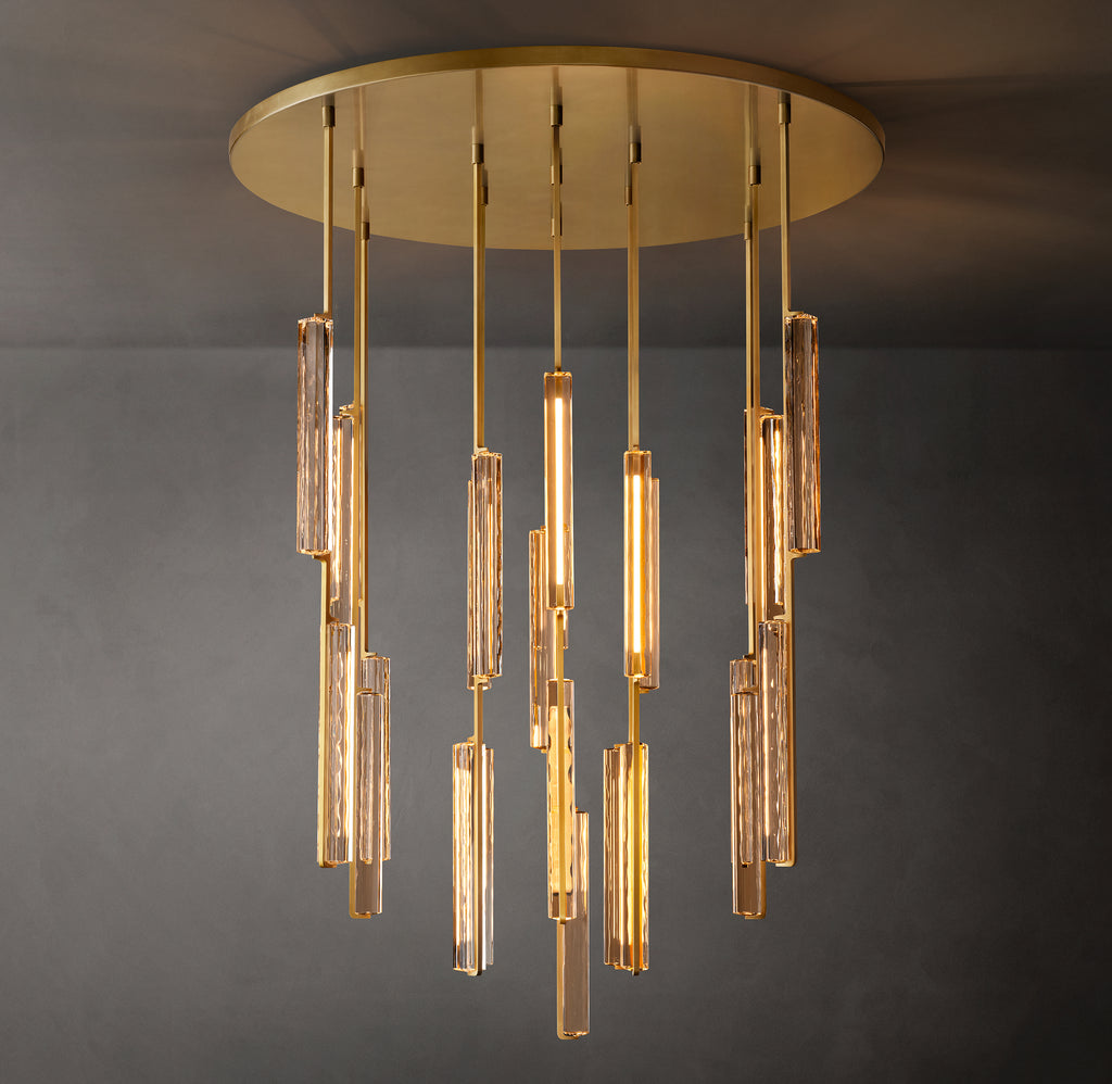 Sculptural Audubon Crystal Round Chandelier