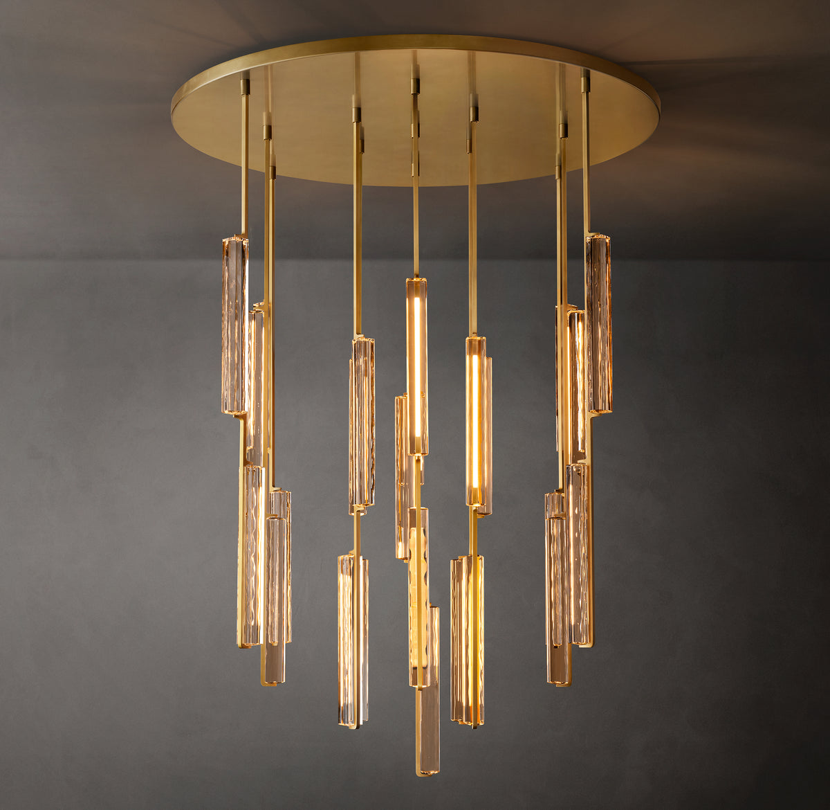 Sculptural Audubon Crystal Round Chandelier