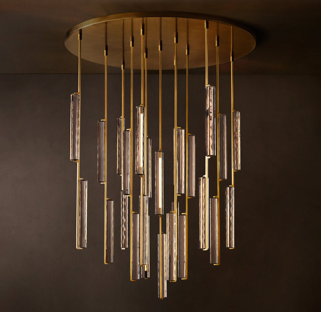 Sculptural Audubon Crystal Round Chandelier