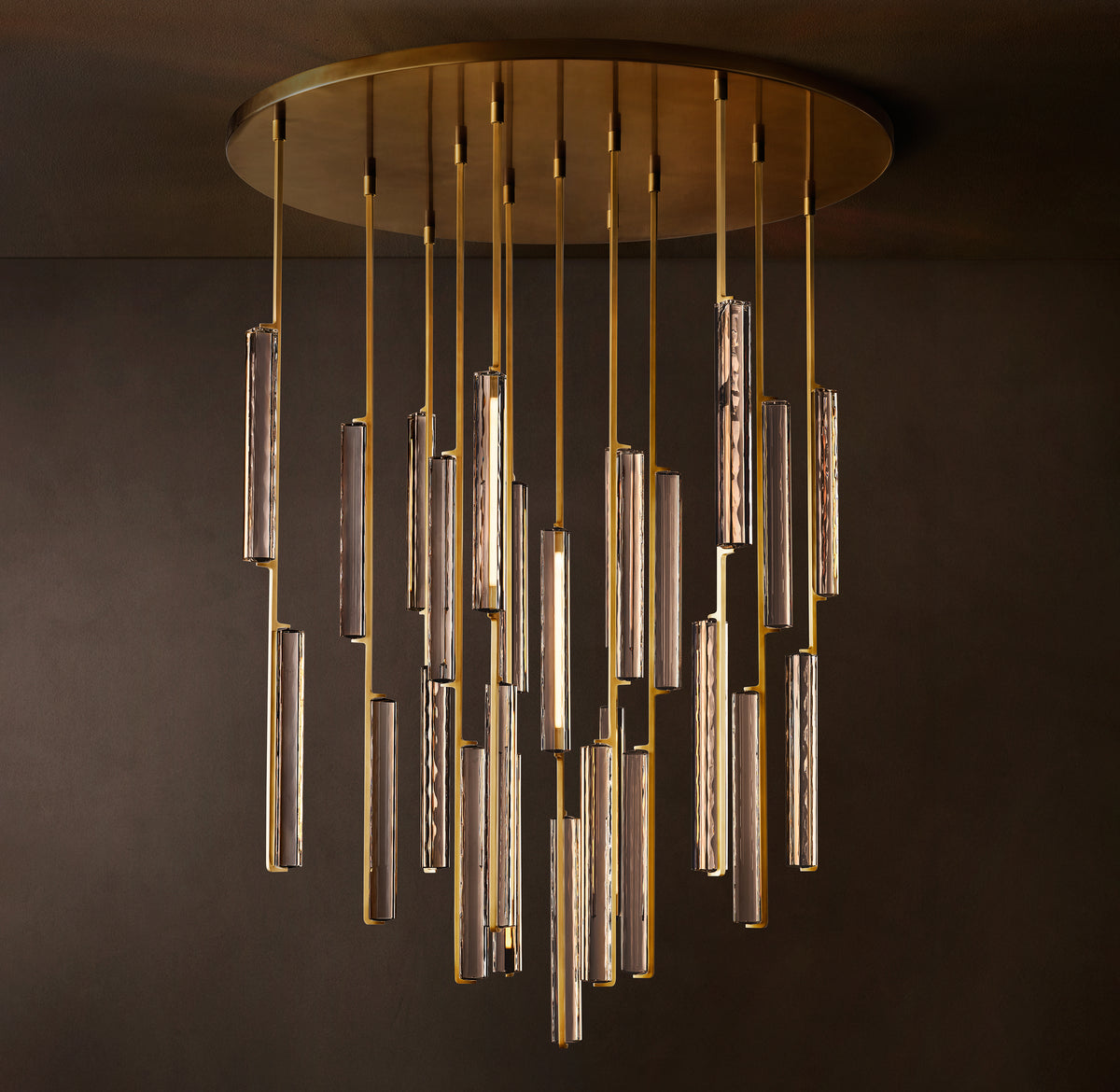Sculptural Audubon Crystal Round Chandelier