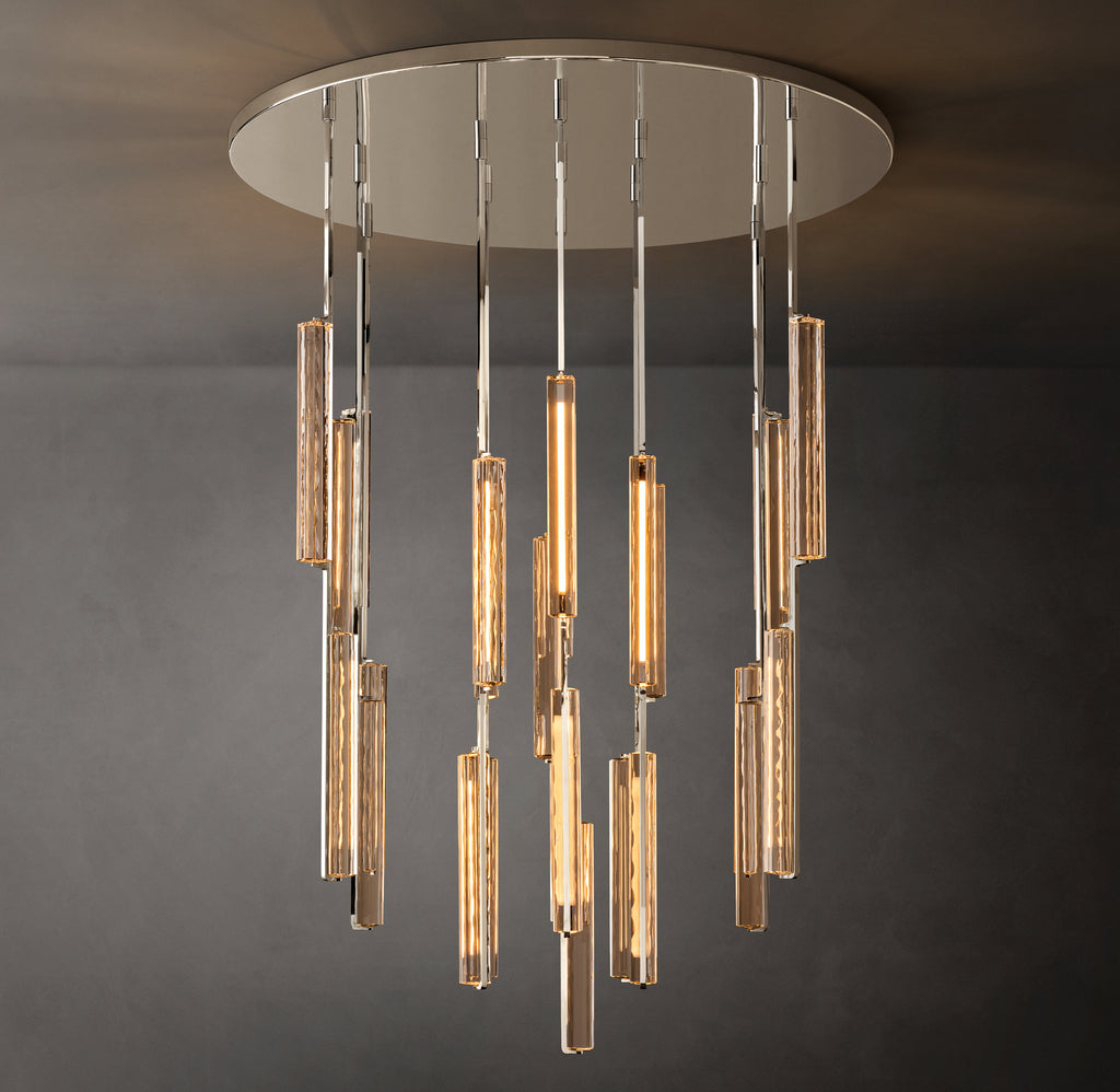 Sculptural Audubon Crystal Round Chandelier