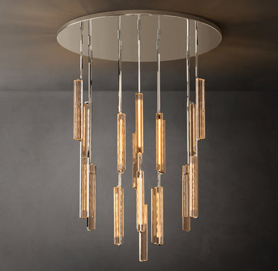 Sculptural Audubon Crystal Round Chandelier