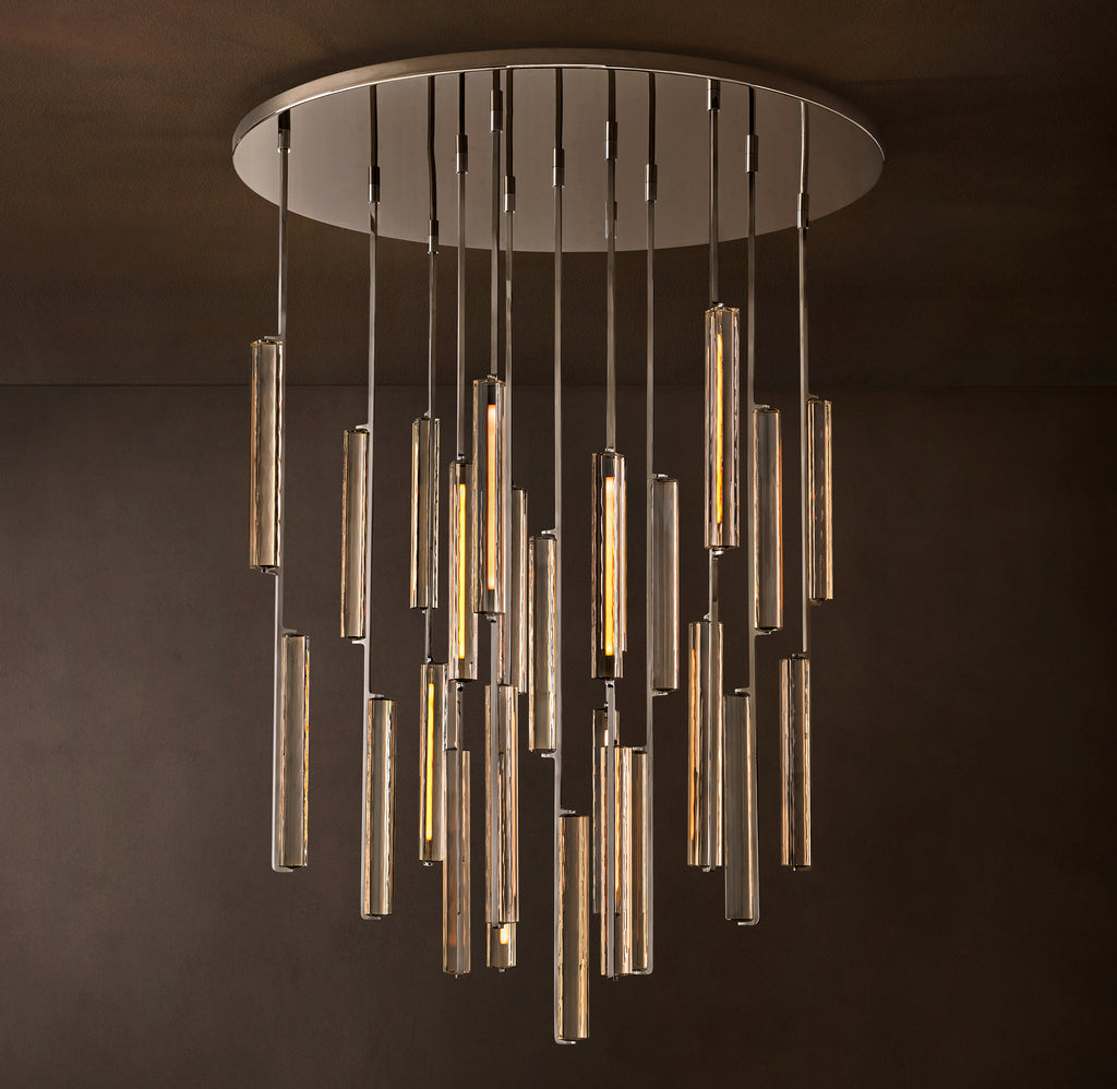 Sculptural Audubon Crystal Round Chandelier