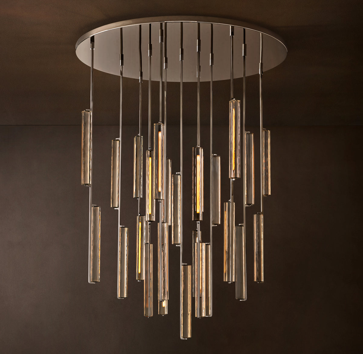 Sculptural Audubon Crystal Round Chandelier