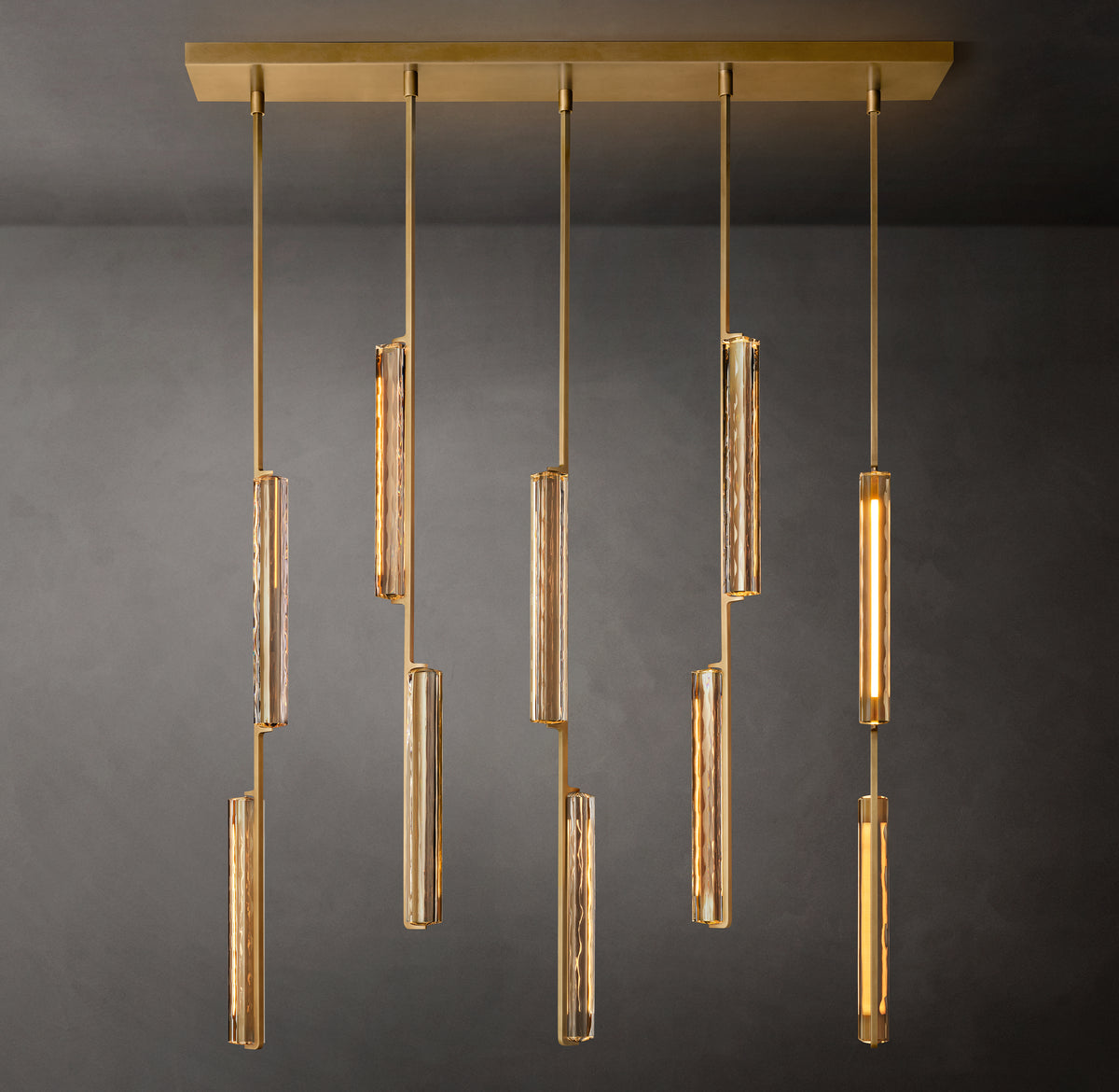 Sculptural Audubon Crystal Linear Chandelier
