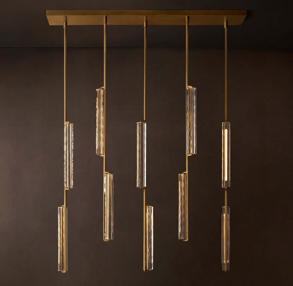 Sculptural Audubon Crystal Linear Chandelier