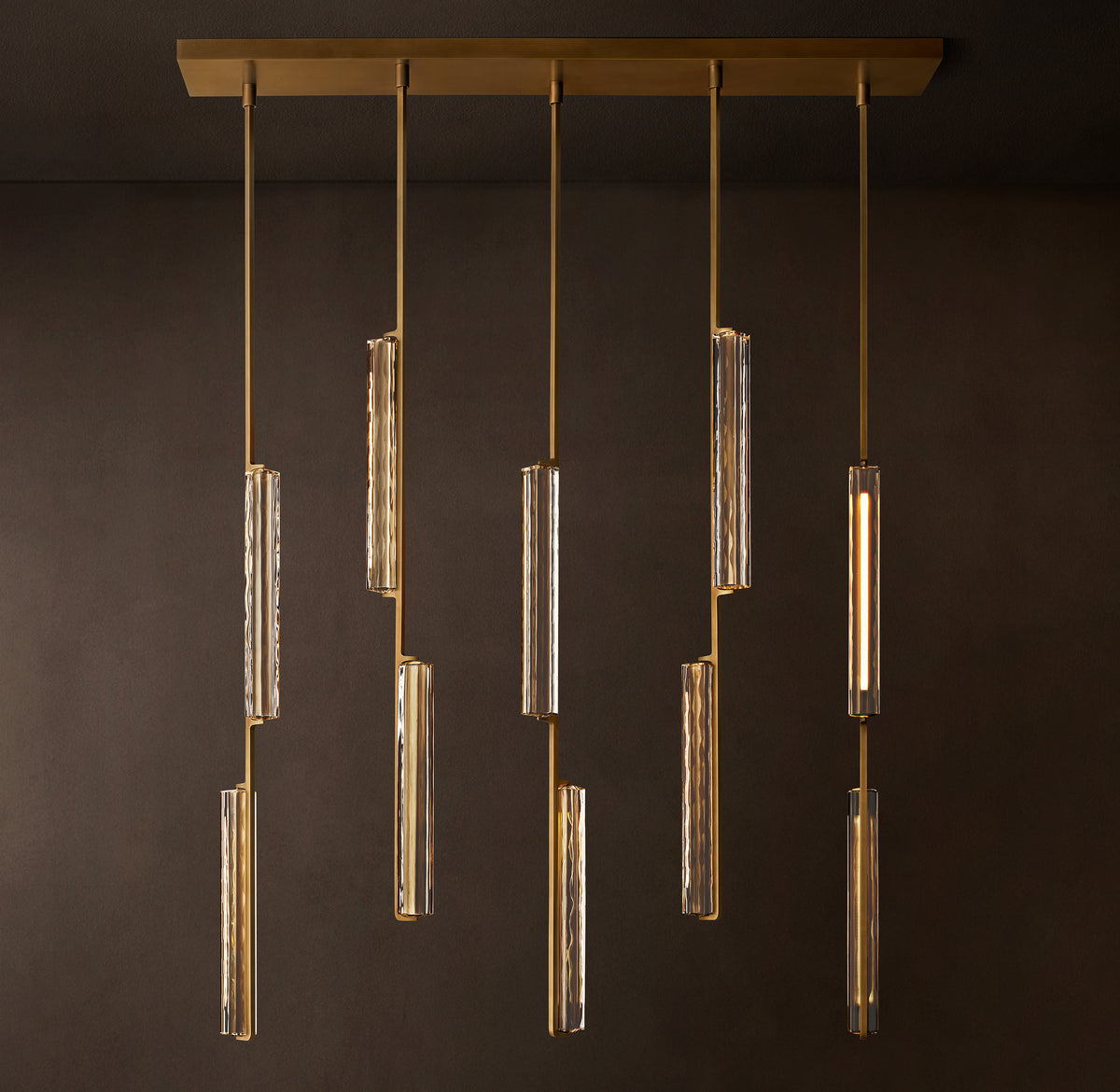 Sculptural Audubon Crystal Linear Chandelier