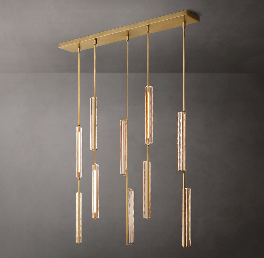 Sculptural Audubon Crystal Linear Chandelier