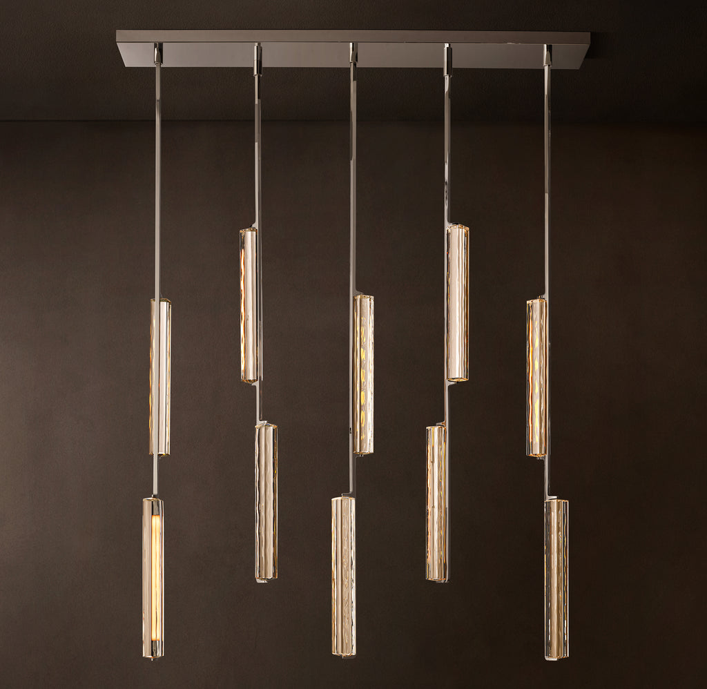 Sculptural Audubon Crystal Linear Chandelier