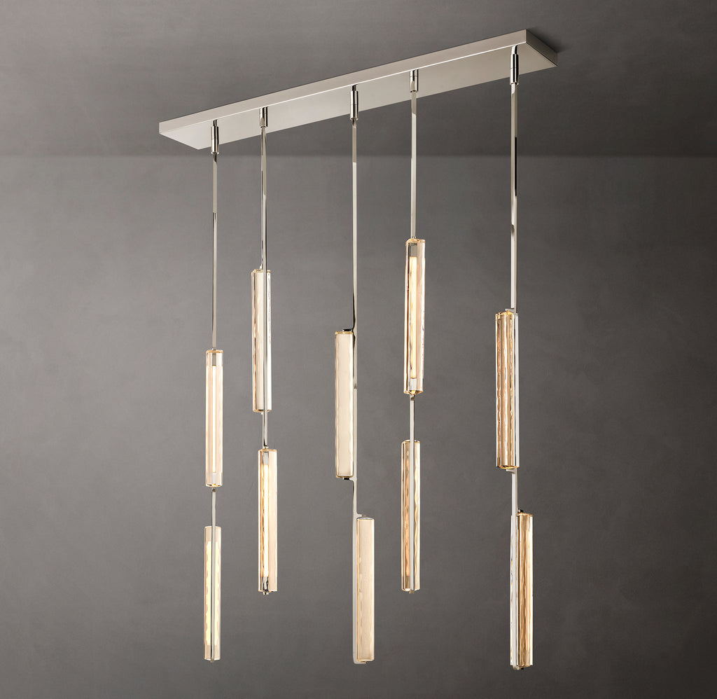Sculptural Audubon Crystal Linear Chandelier