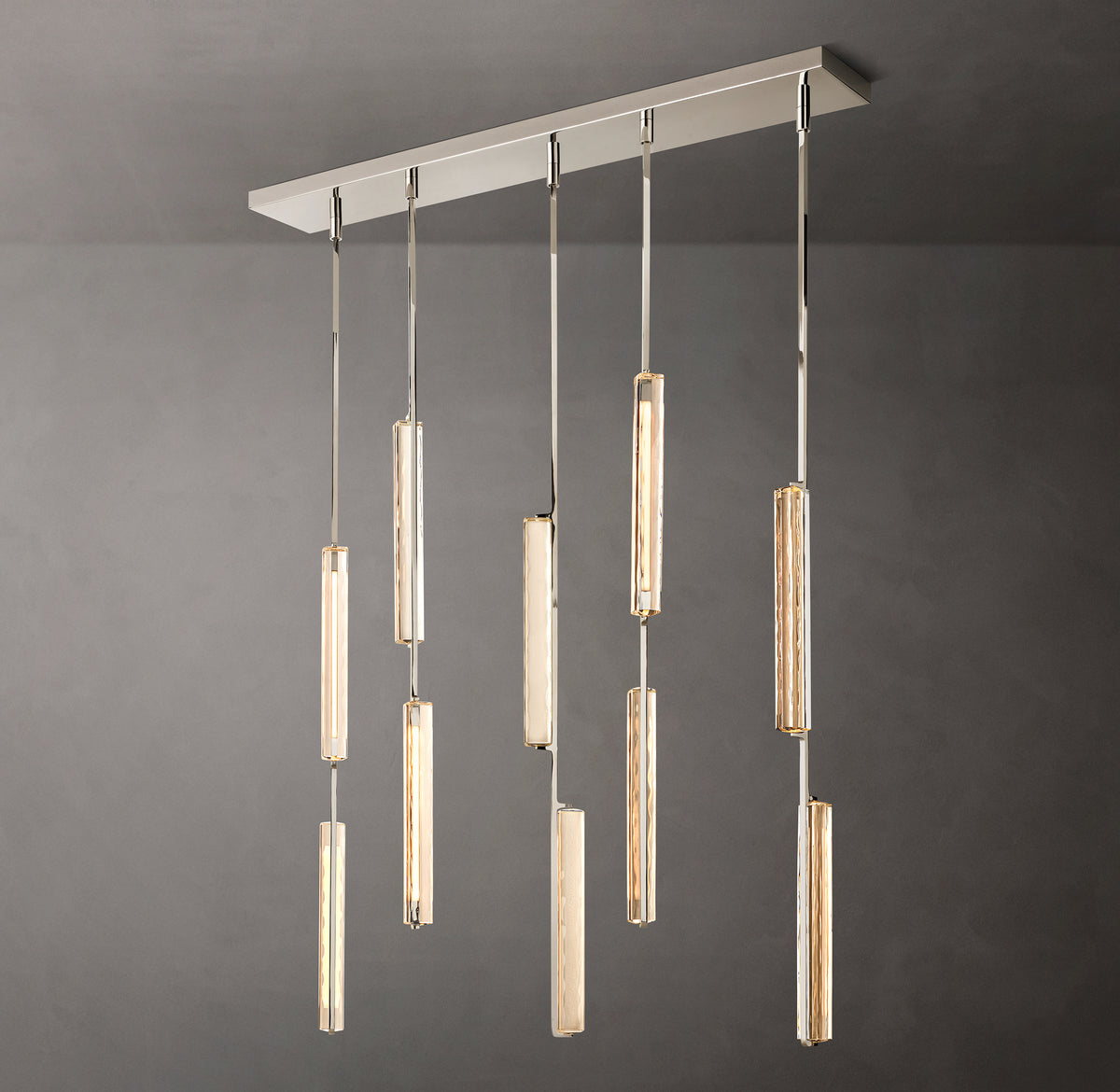 Sculptural Audubon Crystal Linear Chandelier