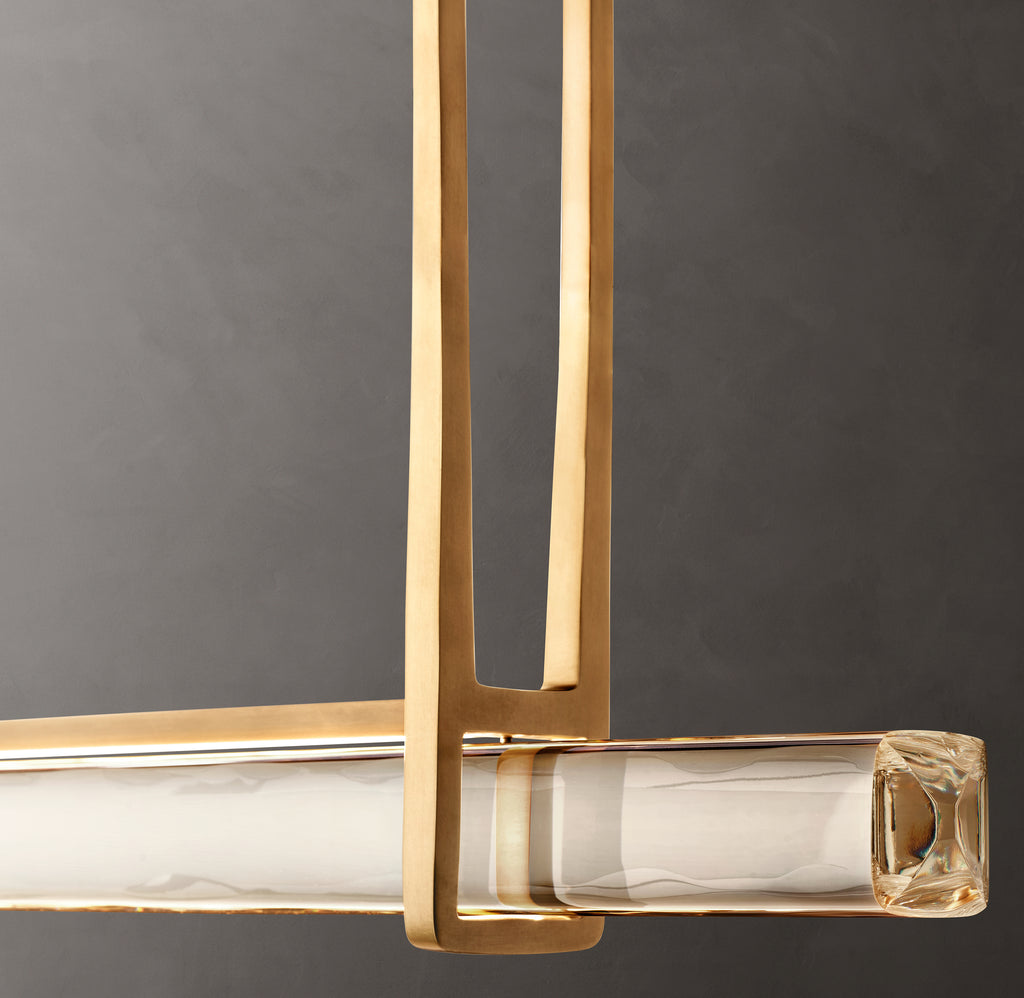 Sculptural Audubon Crystal Single Bar Linear Chandelier