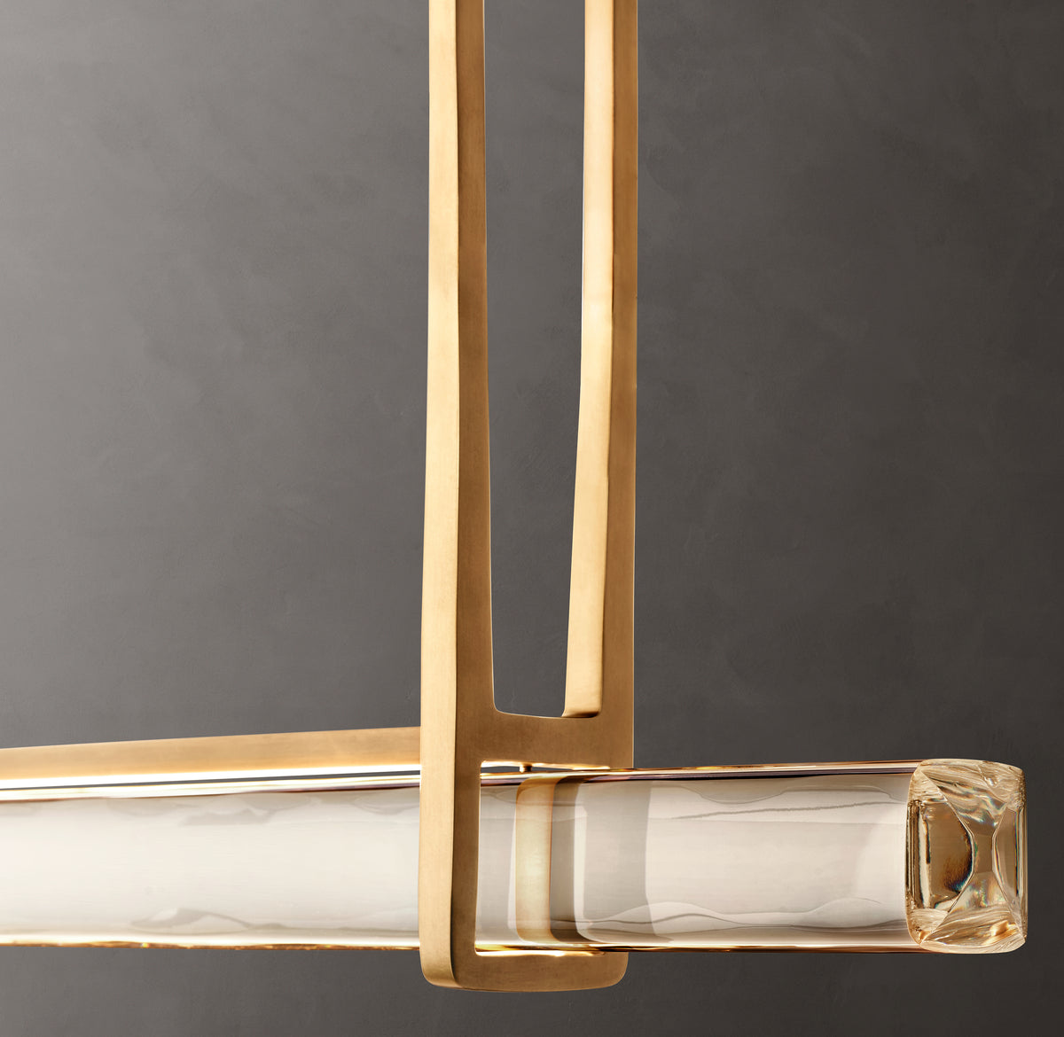 Sculptural Audubon Crystal Single Bar Linear Chandelier