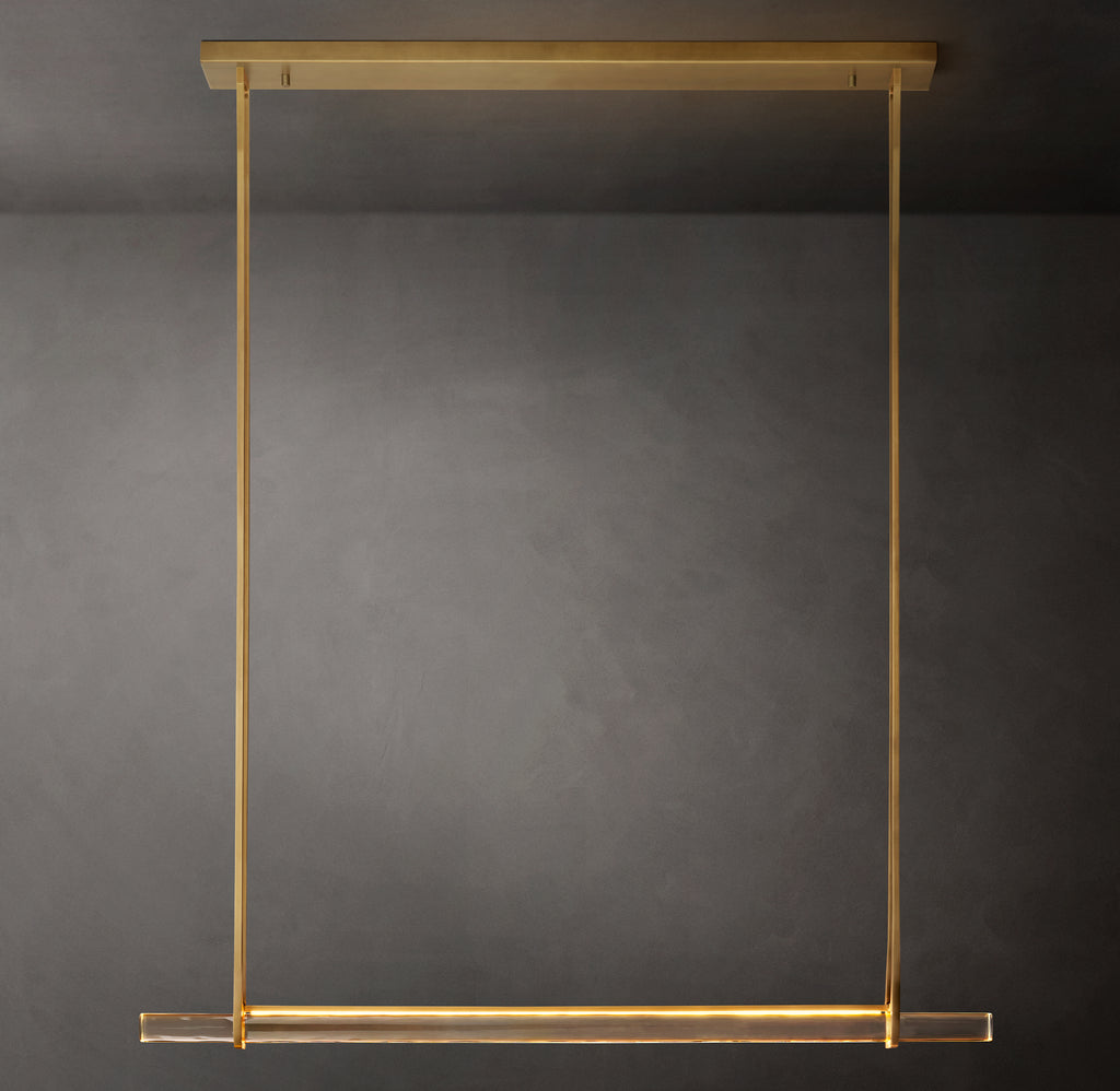 Sculptural Audubon Crystal Single Bar Linear Chandelier