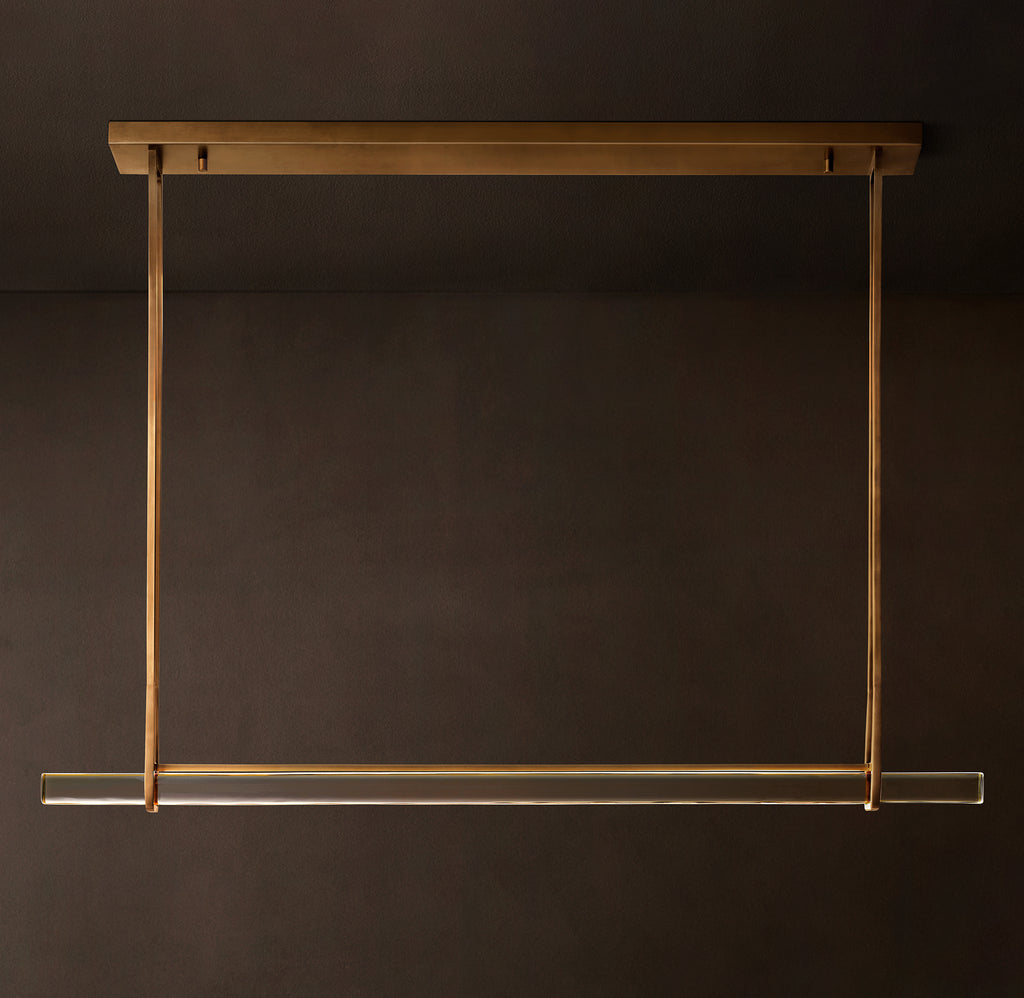 Sculptural Audubon Crystal Single Bar Linear Chandelier
