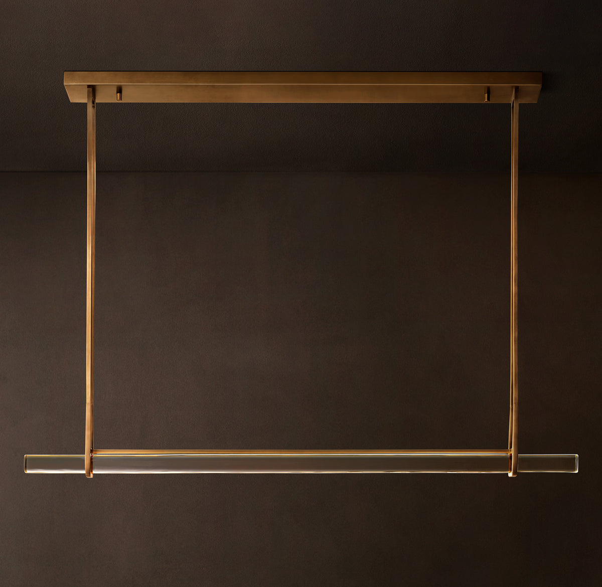 Sculptural Audubon Crystal Single Bar Linear Chandelier