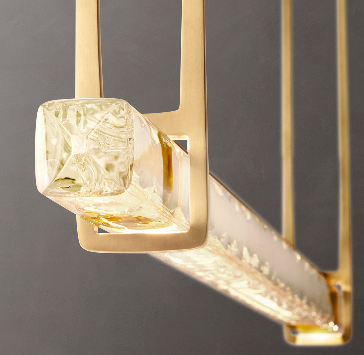 Sculptural Audubon Crystal Single Bar Linear Chandelier