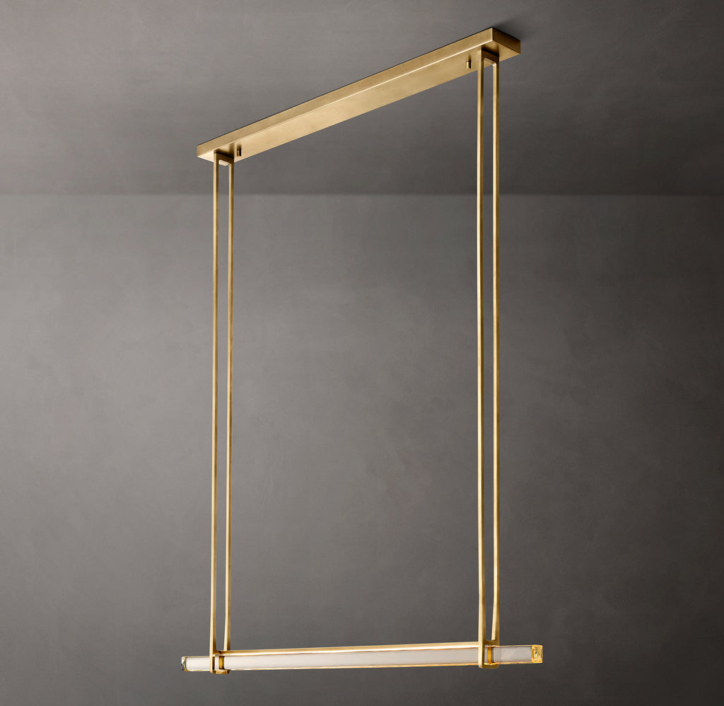 Sculptural Audubon Crystal Single Bar Linear Chandelier