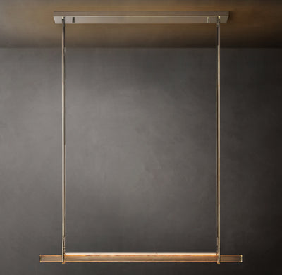Sculptural Audubon Crystal Single Bar Linear Chandelier