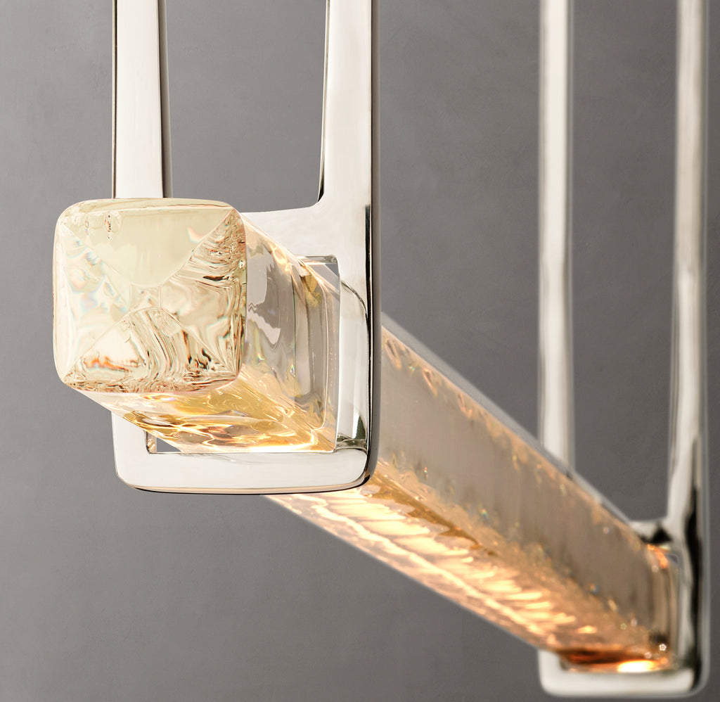 Sculptural Audubon Crystal Single Bar Linear Chandelier